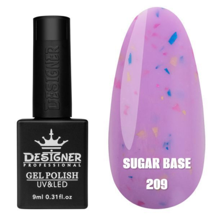 Кольорова база Sugar base 209 Designer (9 мл) - з різнокольоровими пластівцями