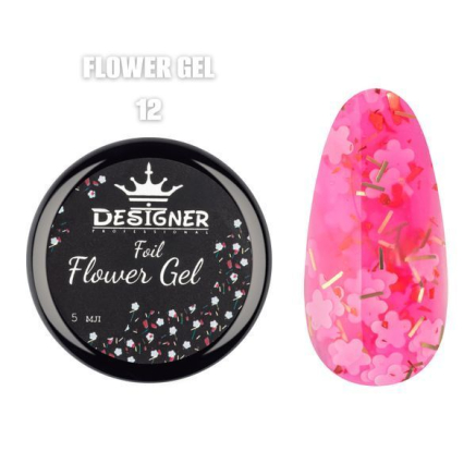 Foil flower gel FG12 (5 мл) Designer - гель з квіточками з фольги