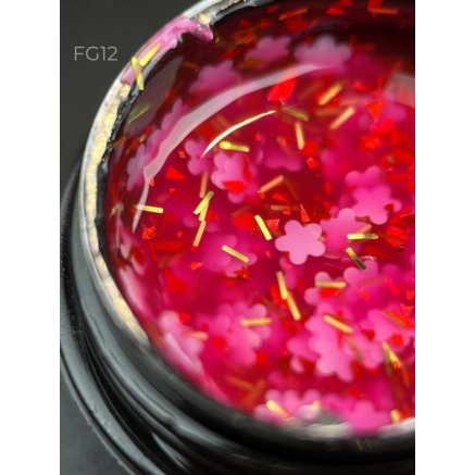 Foil flower gel FG12 (5 мл) Designer - гель з квіточками з фольги