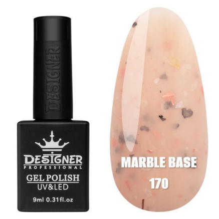 Кольорова база Marble base 170 Designer (9 мл) - з різнокольоровою поталлю
