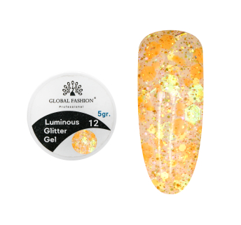 Глиттер гель что светится в темноте, 5 гр, Luminous Glitter Gel 12