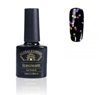 Гель-лак Ice Cream Global Fashion, 10 мл (с блёстками разных размеров) 049