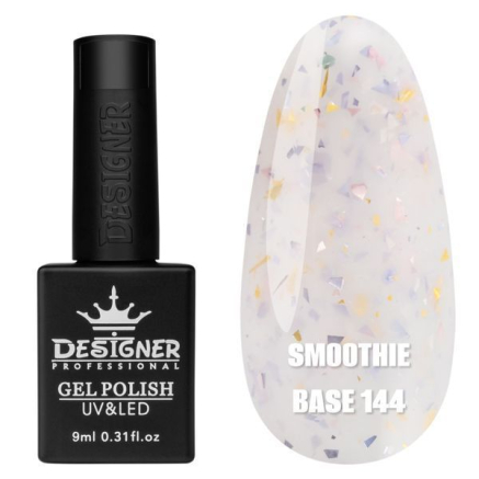 Базове покриття Smoothie Base 144 Designer (9 мл) - з дрібними шматочками фольги