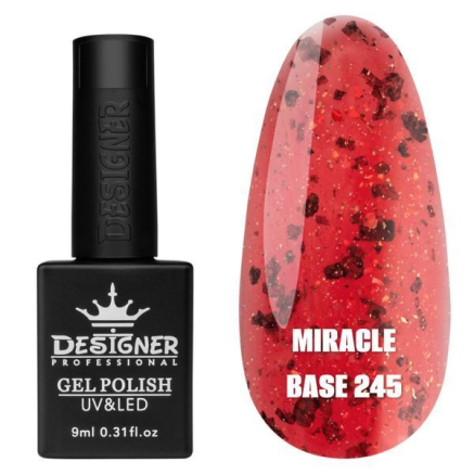 Кольорова база Miracle base 245 Designer (9 мл.) - з чорною, срібною та кольоровою поталлю