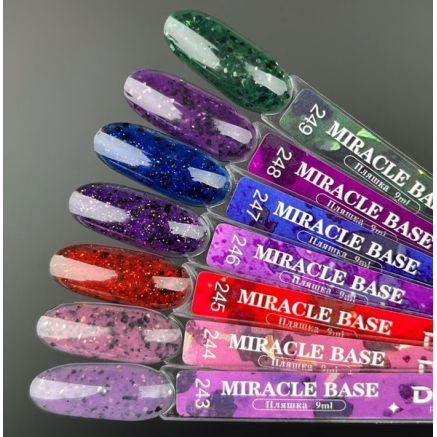 Кольорова база Miracle base 245 Designer (9 мл.) - з чорною, срібною та кольоровою поталлю