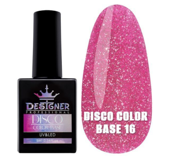 Світловідбивне базове покриття №16 (Яскраво-рожевий), 9 мл. - Disco Color Base Designer