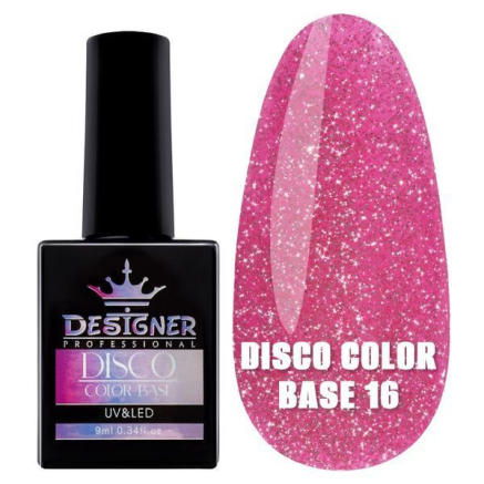 Світловідбивне базове покриття №16 (Яскраво-рожевий), 9 мл. - Disco Color Base Designer