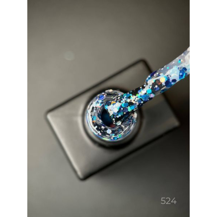 Гель лак Cosmo Glitter 524 Designer (9мл.) - з конфетті різних розмірів