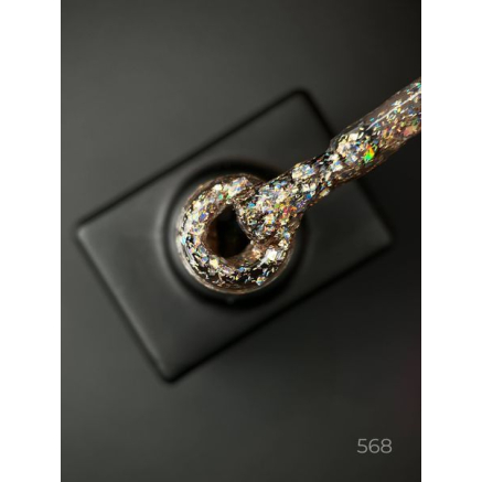 Гель лак Clow Glitter 568 Designer (9мл.) - з пластівцями хамелеон різних розмірів та гліттером