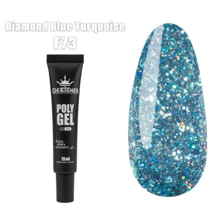 Полігель (15 мл.) DDesigner F73 Diamond Blue Turquoise