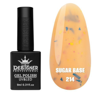 Кольорова база Sugar base 214 Designer (9 мл) - з різнокольоровими пластівцями