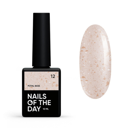 База камуфлирующая Nails Of The Day Potal Base 12. бежевый с золотой поталью. 10 мл (4825547640153)