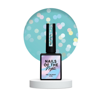 База камуфлирующая Nails Of The Night Party Base 05. неоново-голубой с голографическими шестигранниками. 10 мл (4829031801006)