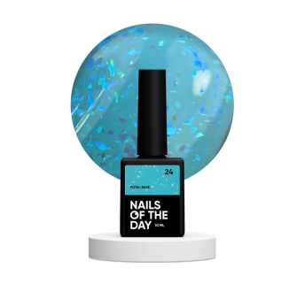 База камуфлирующая Nails Of The Day Potal Base 24. лазурный с голографической стильной поталью. 10 мл (4824387670009)