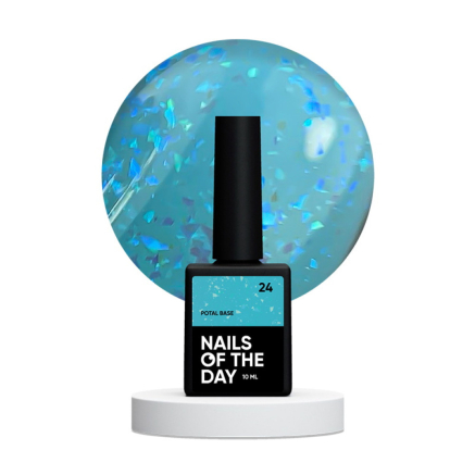 База камуфлирующая Nails Of The Day Potal Base 24. лазурный с голографической стильной поталью. 10 мл (4824387670009)