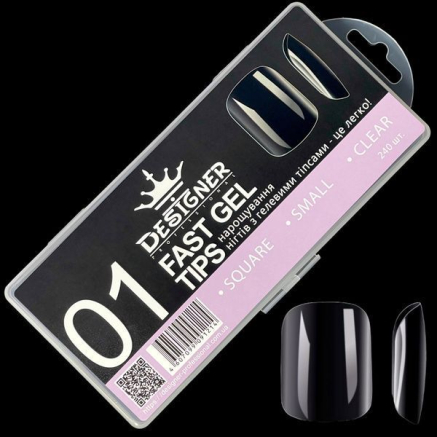Fast gel tips №1 (Square, small size) - Гелеві типси Designer