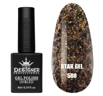 Гель лак Star gel 580 Designer (9мл.) - з пластівцями Юкі