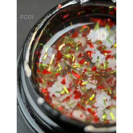 Foil flower gel FG01 (5 мл) Designer - гель з квіточками з фольги