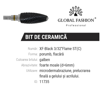 Керамическая чёрная насадка, кукуруза с желтой насечкой, XF Black 3/32* Flame ST (C)