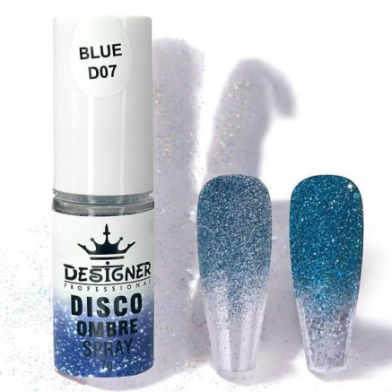 Disco Ombre Spray (7 г.) Blue D07 - світловідбивна спрей пудра Designer для створення омбре на нігтях