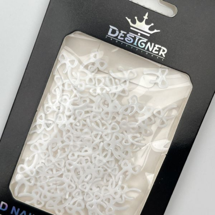 Об'ємний декор для дизайну нігтів 'Білі тонкі бантики' Designer - B9