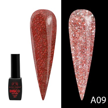 Гель лак Disco Gel Polish, Global Fashion, світловідбивний, 8 мл A09