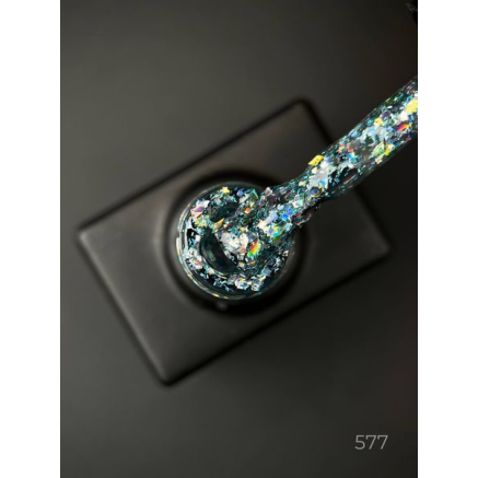 Гель лак Clow Glitter 577 Designer (9мл.) - з пластівцями хамелеон різних розмірів та гліттером