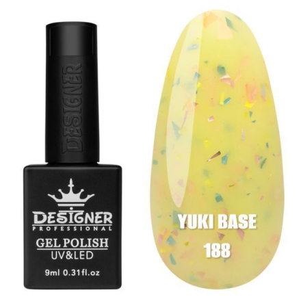 Кольорова база Yuki base 188 Designer (9 мл.) - з пластівцями юкі