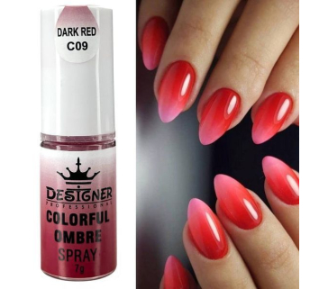 Colorful Ombre Spray, 7 г. Dark Red C09 (Темно-червоний) - спрей пудра Designer для створення омбре на нігтях