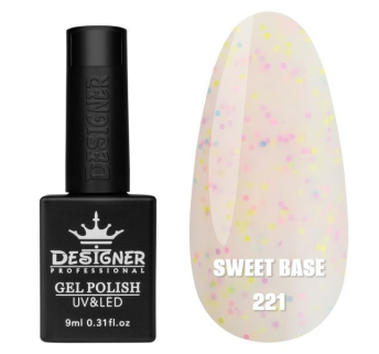 Кольорова база Sweet base 221 Designer (9 мл) - з конфетті різних кольорів
