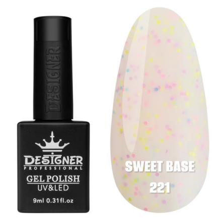 Кольорова база Sweet base 221 Designer (9 мл) - з конфетті різних кольорів
