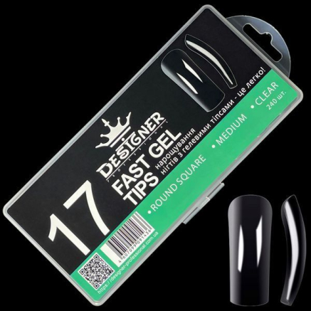 Fast gel tips №17 (Round square, medium size) - Гелеві типси Designer
