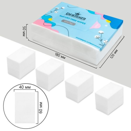 Безворсові серветки 1000 шт. (Білі) - Lint free wipes Designer