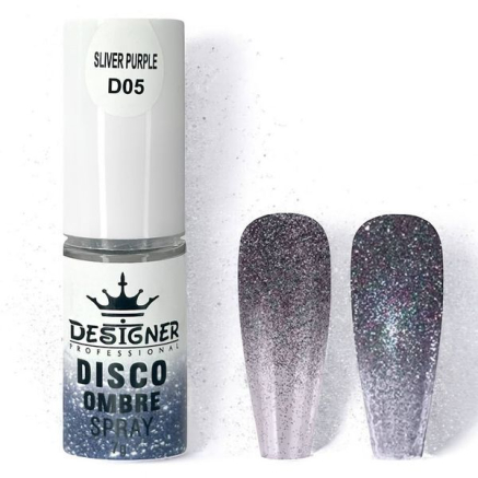 Disco Ombre Spray (7 г.) Silver Purple D05 - світловідбивна спрей пудра Designer для створення омбре на нігтях