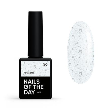 База камуфлирующая Nails Of The Day Potal Base 09. молочно-серебристый с серебряной поталью. 10 мл (4825547640160)