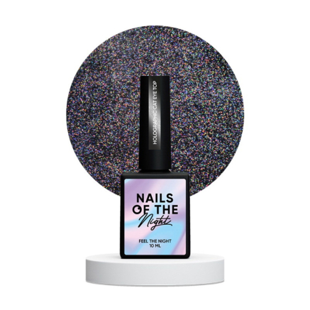 Топ голографический без липкого слоя Nails Of The Night Holographic Cat Eye Top с эффектом кошачьего глаза. 10 мл (4822030566006)