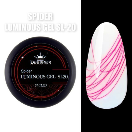 Luminous Spider Gel SL-20 червоний, 8 мл., Designer (Люмінесцентна павутинка)