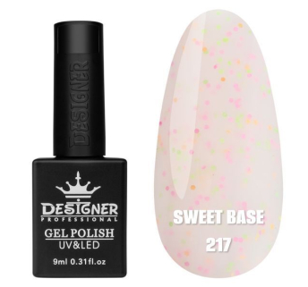 Кольорова база Sweet base 217 Designer (9 мл) - з конфетті різних кольорів