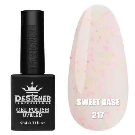 Кольорова база Sweet base 217 Designer (9 мл) - з конфетті різних кольорів