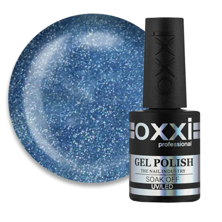 Гель-лак Oxxi Professional 202 синьо-бірюзовий з насиченими голографічними блискітками. 10 мл (2000006198822)