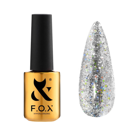 Гель-лак F.O.X Sphynx Cat Eye 003 серебро с голографическими крупными блестками. 7 мл (2100994234813)