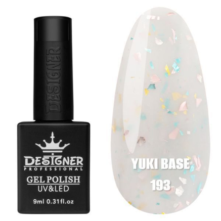 Кольорова база Yuki base 193 Designer (9 мл.) - з пластівцями юкі