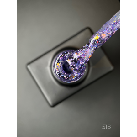 Гель лак Magic glitter 518 Designer (9мл.) - з пластівцями різних розмірів та блискітками хамелеон