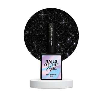 Гель-лак Nails Of The Night Black Jack. черный с серебряным шиммером. светоотражающий. 10 мл (4822457621685)