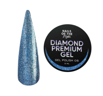 Гель-лак Nails Of The Night Diamond Premium Gel 05. голубой с мелкой металлической поталью. 5 мл (4824105506306)