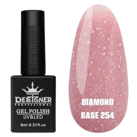 Базове покриття Diamond Base 254 Designer (9 мл.) - с легким світловідбивним ефектом