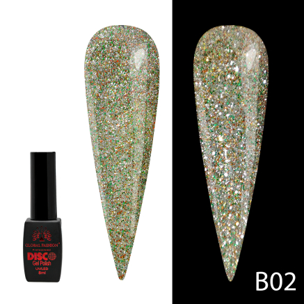Гель лак Disco Gel Polish, Global Fashion, світловідбивний, 8 мл B02