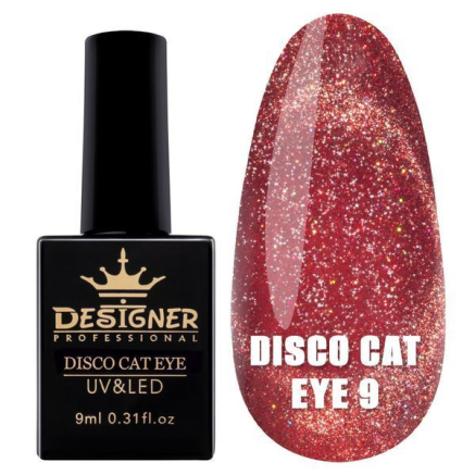 Світловідбивний гель-лак Disco Cat Eye №9, 9 мл., Designer (Котяче око)