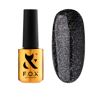 Гель-лак F.O.X Diamond 004 черный с цветными переливающимися мелкими блестками. 7 мл (2100994235773)