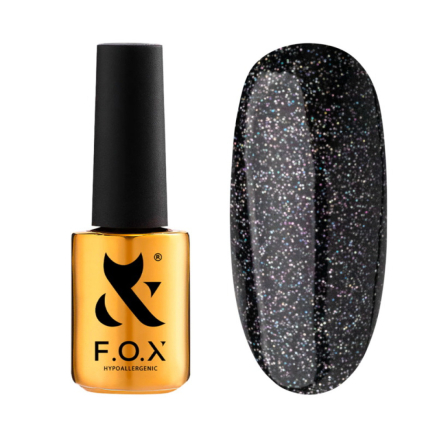 Гель-лак F.O.X Diamond 004 черный с цветными переливающимися мелкими блестками. 7 мл (2100994235773)